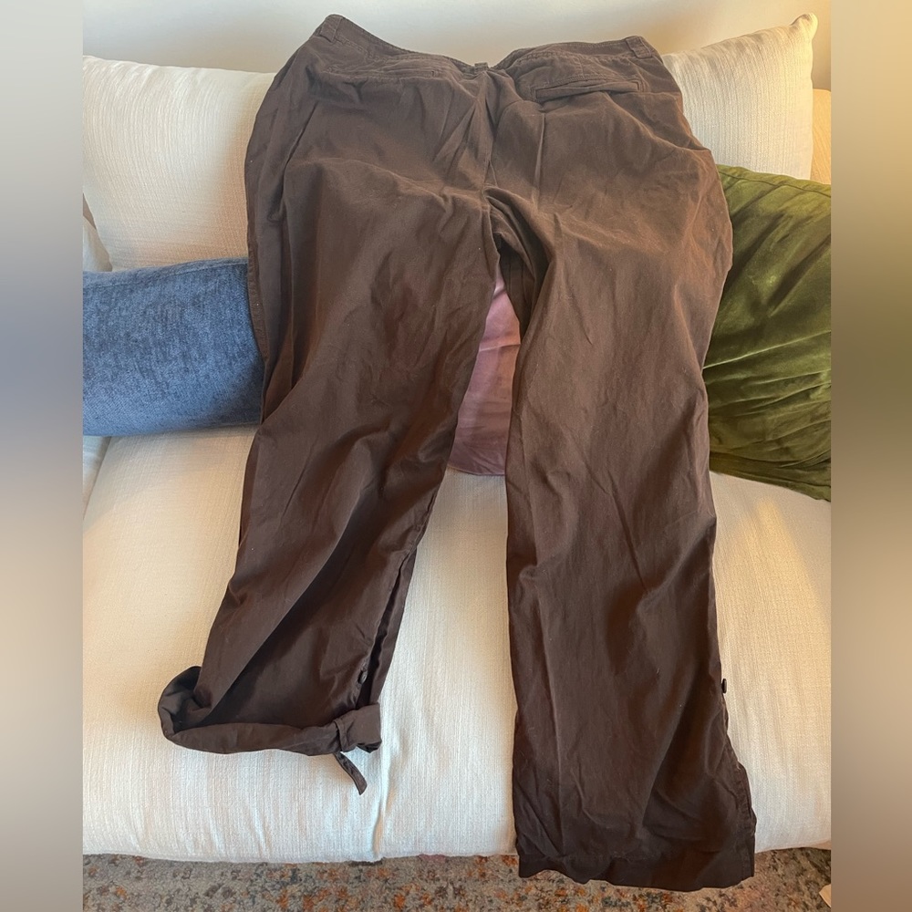 Brown convertible cargo style pants.